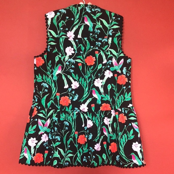 Kate Spade Jardin Poplin Peplum Hummingbird Top Size XS - Picture 6 of 14